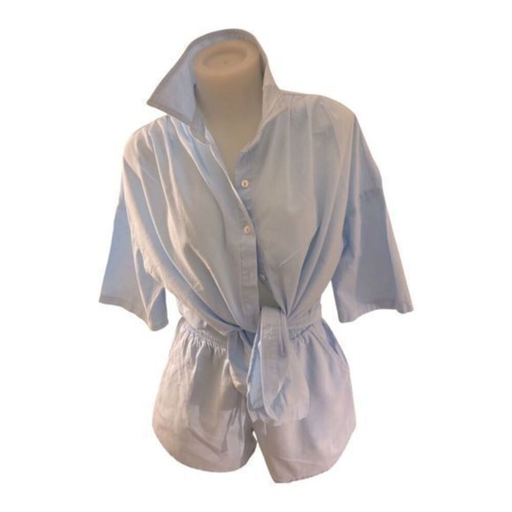 Boutique Cotton Shortie Set - S light blue cotton , nwot
